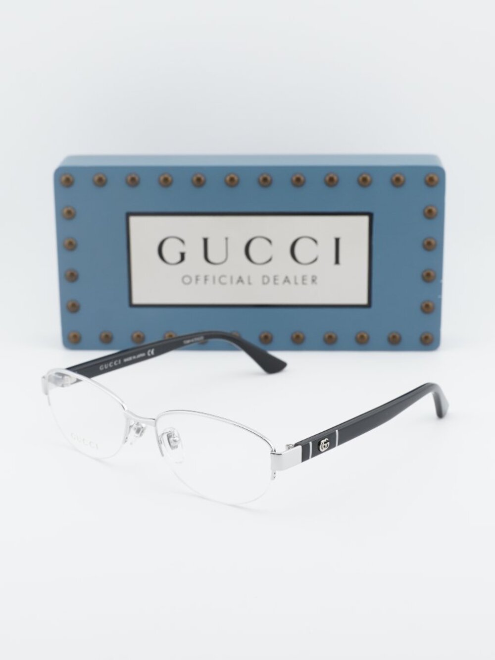 Gucci GG0859OJ 001 Oval Eyeglasses 53mm - Silver / Black